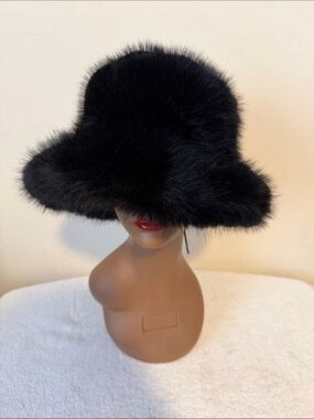 Black Faux Fur Bucket Hat - Women Accessories